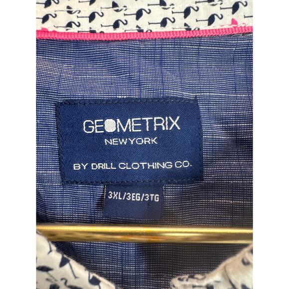 Geometrix By Drill Mens Flamingo Short Sleeve Button Down‎ Shirt Size 3XL NWT - Picture 5 of 7